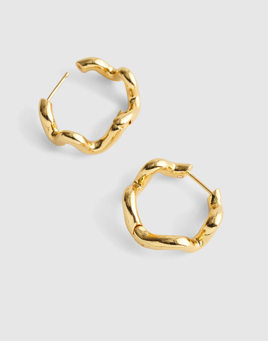 Wavy Double-Hoop Huggie Earrings Antique Gold | Madewell