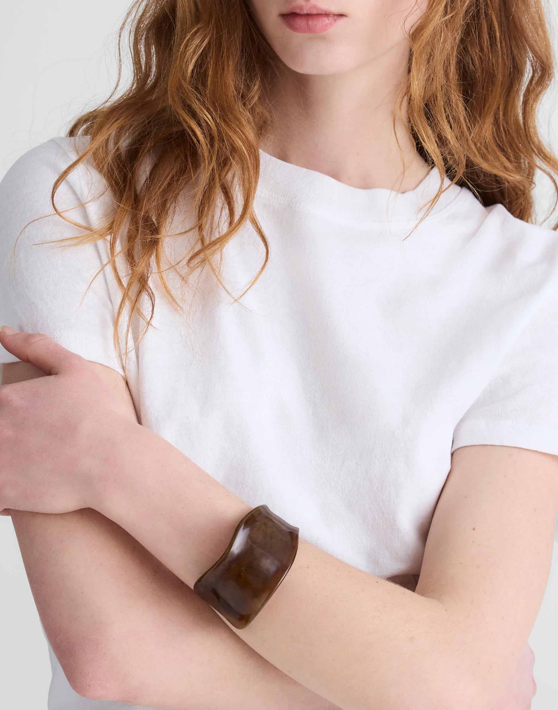 Resin Sculptural Wide Cuff Bracelet Dark Brown | Madewell