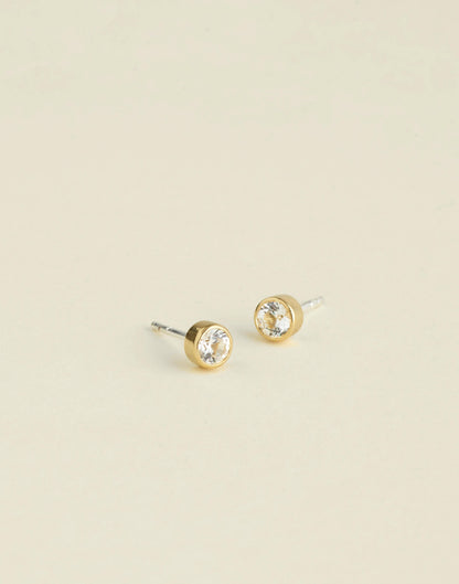 Demi-Fine Bezel Set Crystal Stud Earrings 14k Gold | Madewell