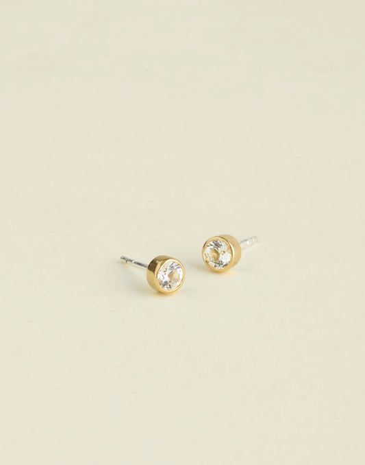 Demi-Fine Bezel Set Crystal Stud Earrings 14k Gold | Madewell