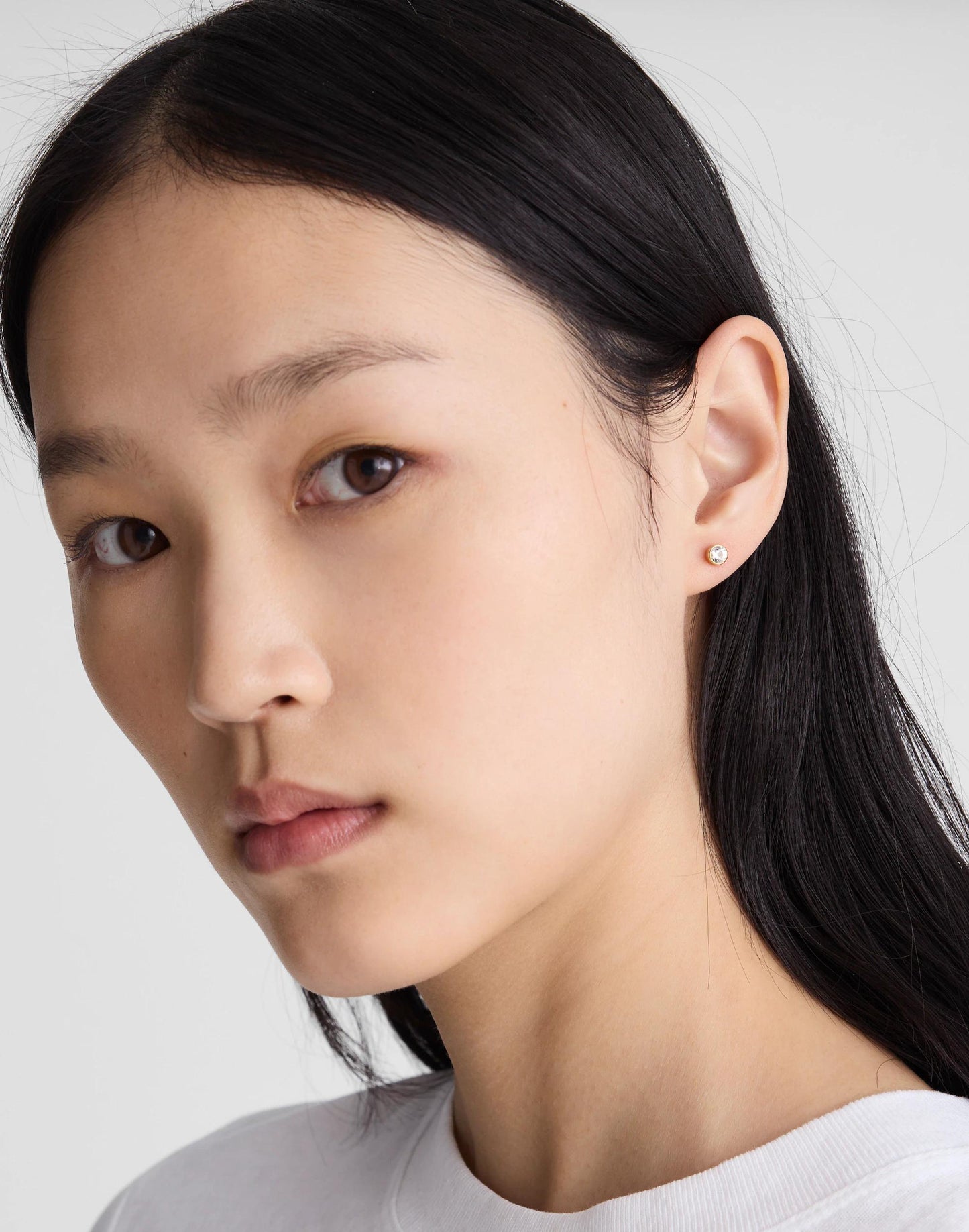 Demi-Fine Bezel Set Crystal Stud Earrings 14k Gold | Madewell
