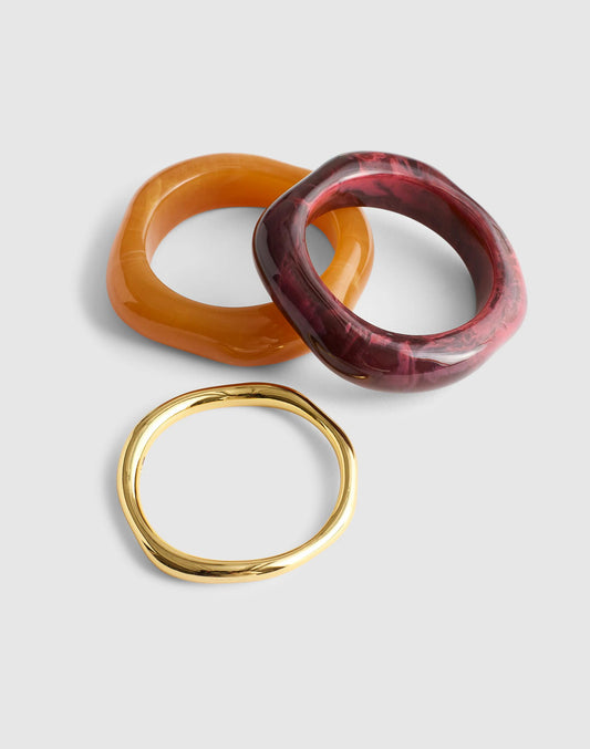 Three-Pack Sculptural Resin Bangle Bracelet Set Dusty Claret | Madewell