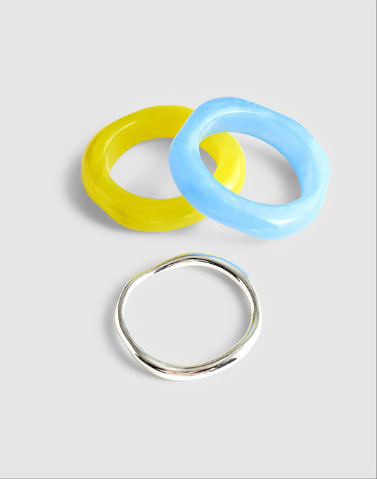 Three-Pack Sculptural Resin Bangle Bracelet Set Tranquil Blue | Madewell