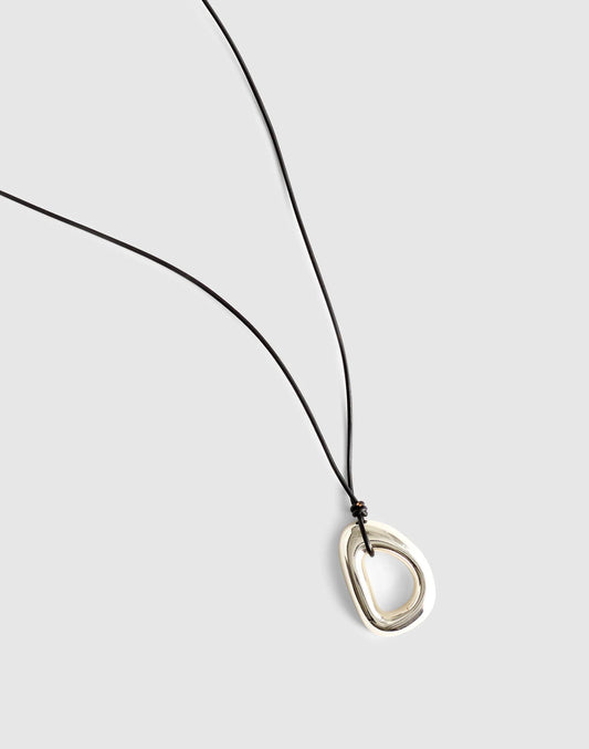 Sculptural Pendant Cord Necklace Warm Silver | Madewell