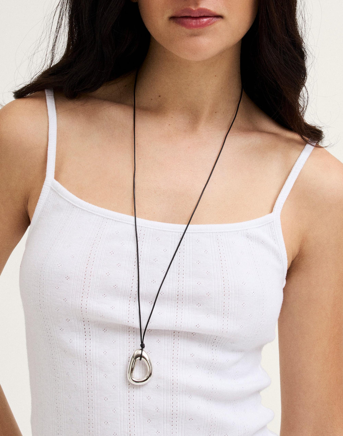 Sculptural Pendant Cord Necklace Warm Silver | Madewell