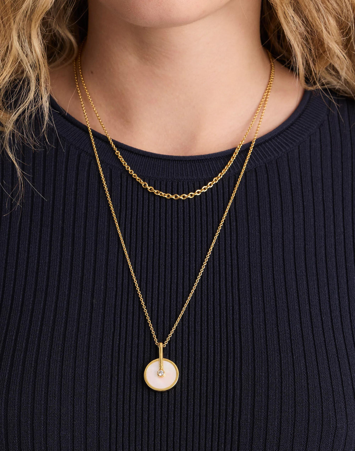 Two-Pack Stone Inlay Coin Necklace Set Mother Of Pearl | Madewell