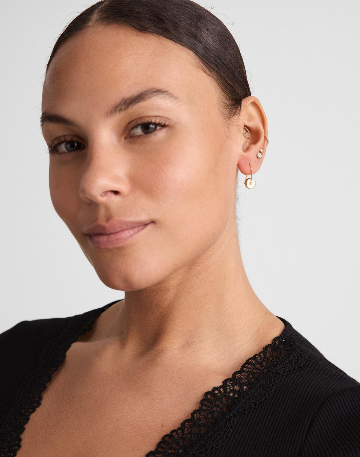Stone Inlay Coin Earrings Mother Of Pearl | Madewell