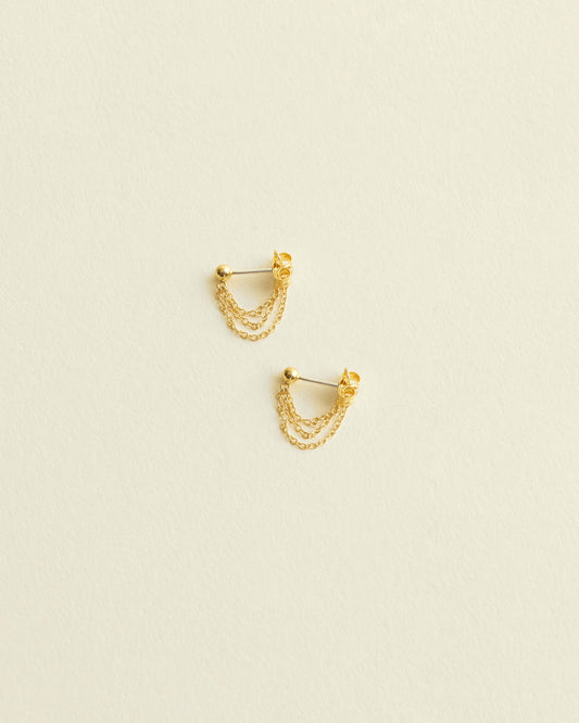 Demi-Fine Triple-Chain Stud Earrings 14k Gold | Madewell