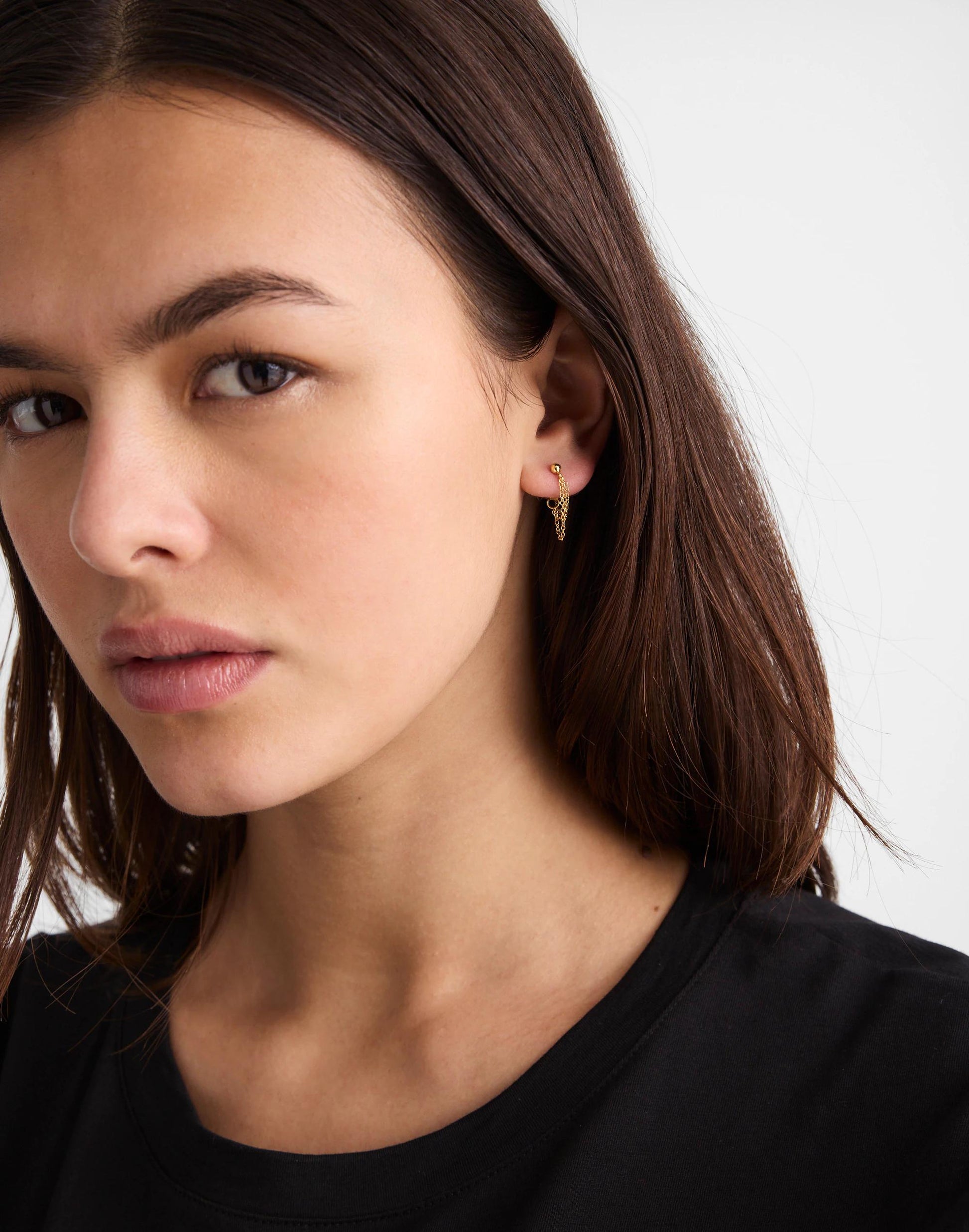 Demi-Fine Triple-Chain Stud Earrings 14k Gold | Madewell
