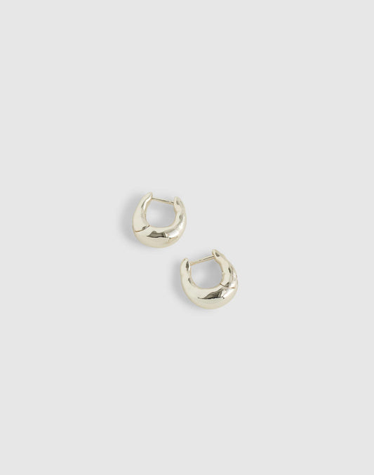 Hammered Puffy Huggie Hoop Earrings Warm Silver | Madewell
